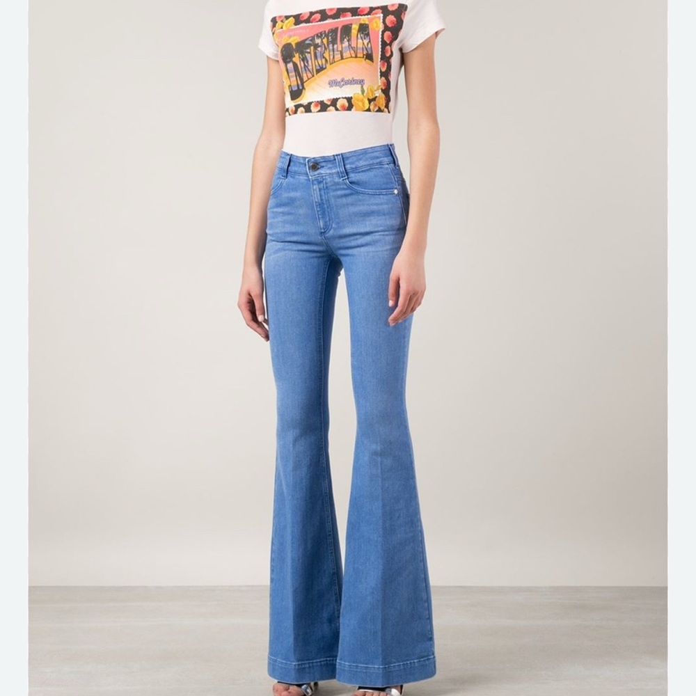 Stella McCartney Light Blue High-Rise Flared Jeans
